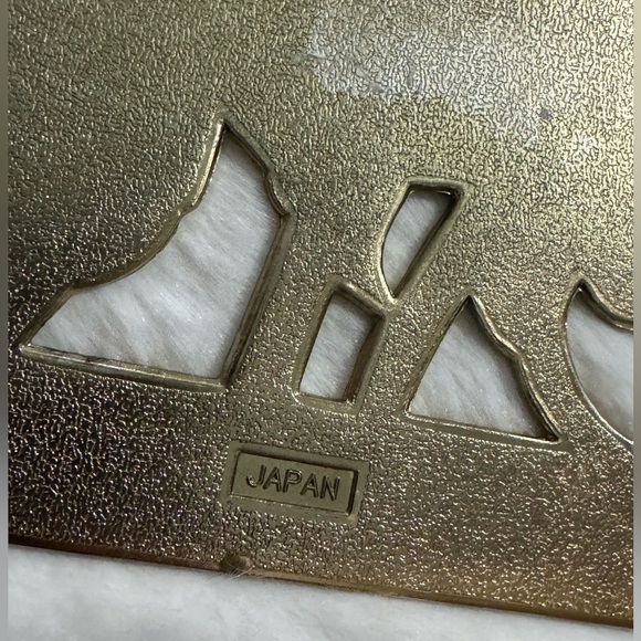 VTG MCM Trivet WMA ROGERS LTD Gold Cream Roses Japan 5.5"x 9" Wall Decor Floral - Picture 4 of 10